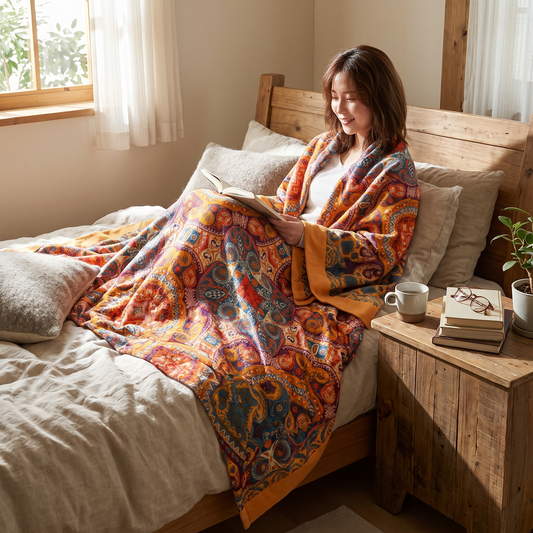 Boho Reversible Cooling Blanket Breathable