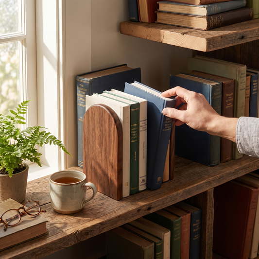 Bookends Wooden Black Walnut Desk Book Holders