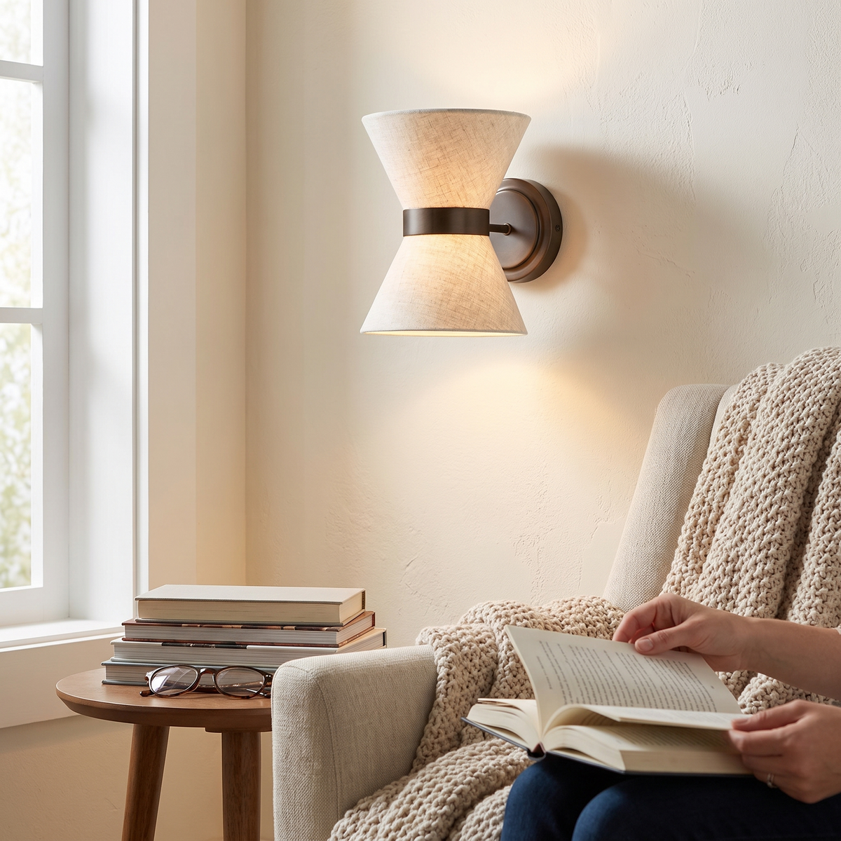 Bronze and Linen Wall Light Classic Modern