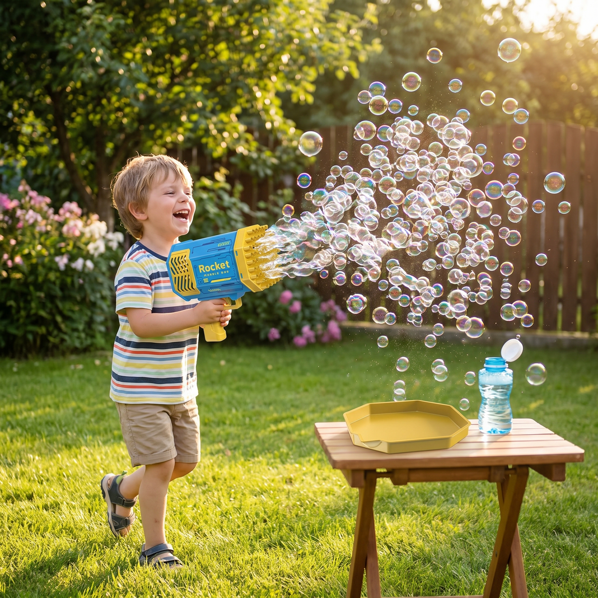 Bubble Gun LED Bubble Blower Toy Outdoor