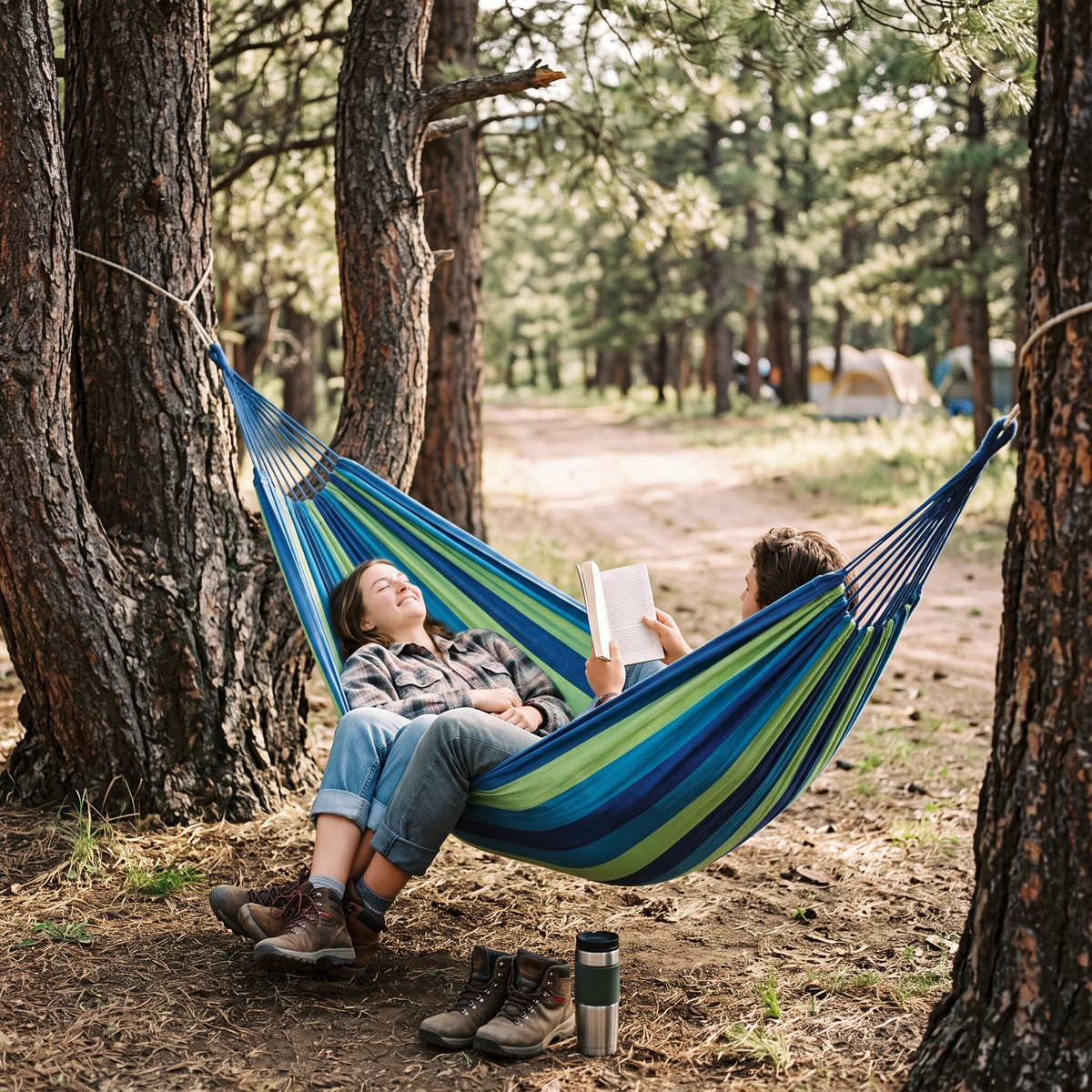 Canvas Hammock Striped Double Swing Bed