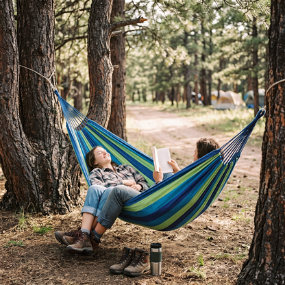 Canvas Hammock Striped Double Swing Bed