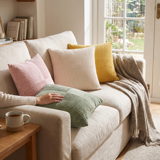 Corduroy Cushion Covers Striped Throw Pillow