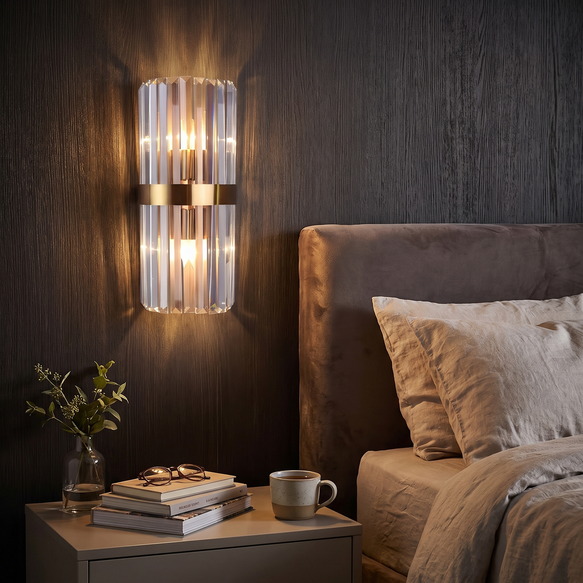Crystal Wall Light Stainless Steel Sconce