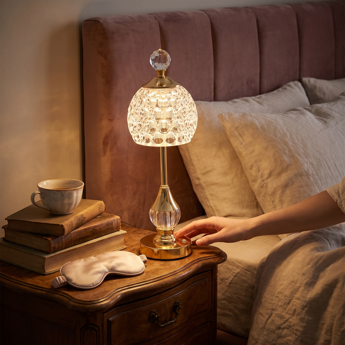 Crystal Touch Table Lamp Rechargeable LED