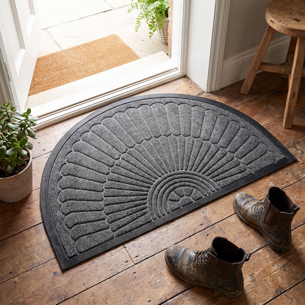 Door Mat Non Slip Rubber Semi Circular