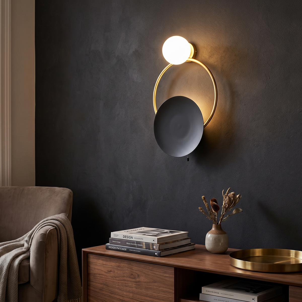 Designer Glass Wall Lamp Spherical Metal