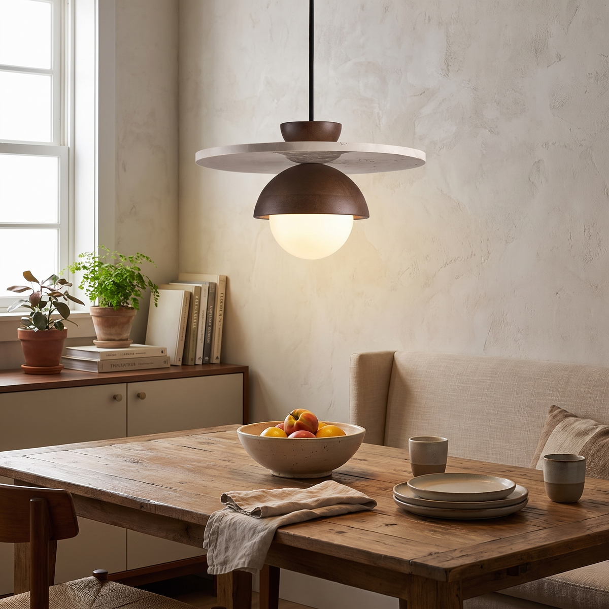Denmark Pendant Light Walnut Stone LED