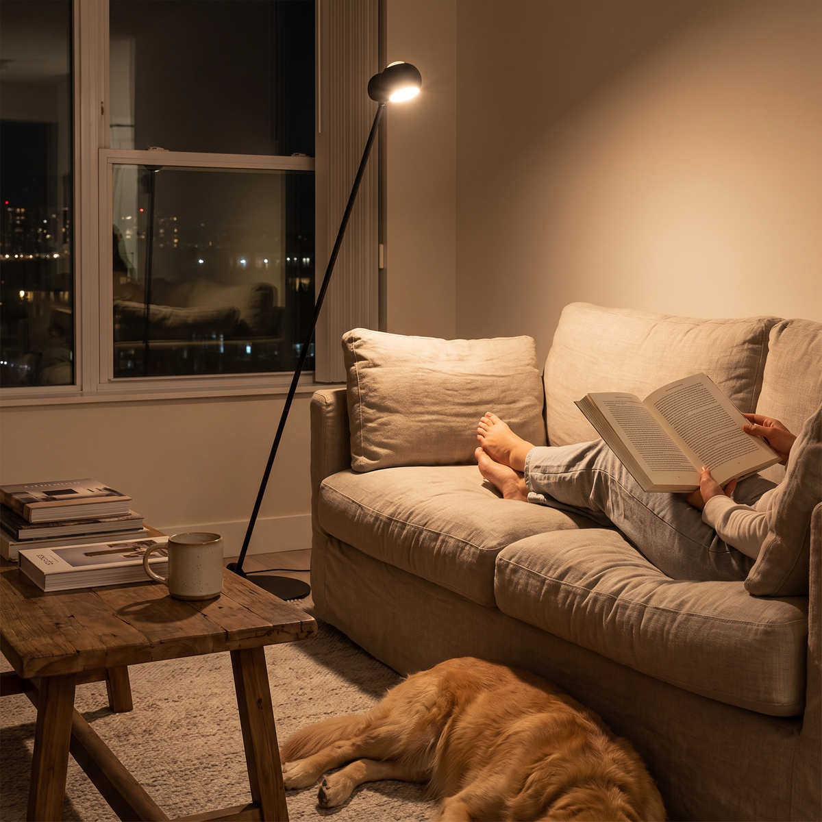Dual Head Floor Lamp Adjustable Arch