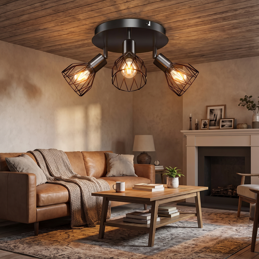 Industrial Adjustable Black Spotlight Ceiling Light