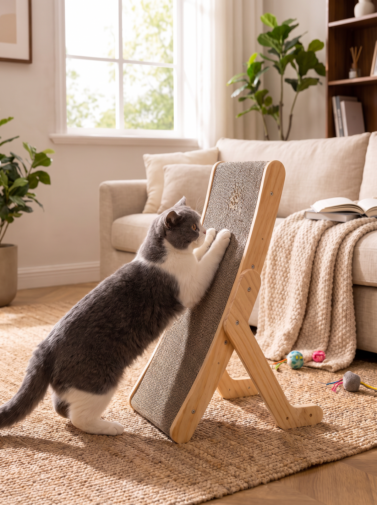 Solid Wood Cat Scratcher lifestyle 1