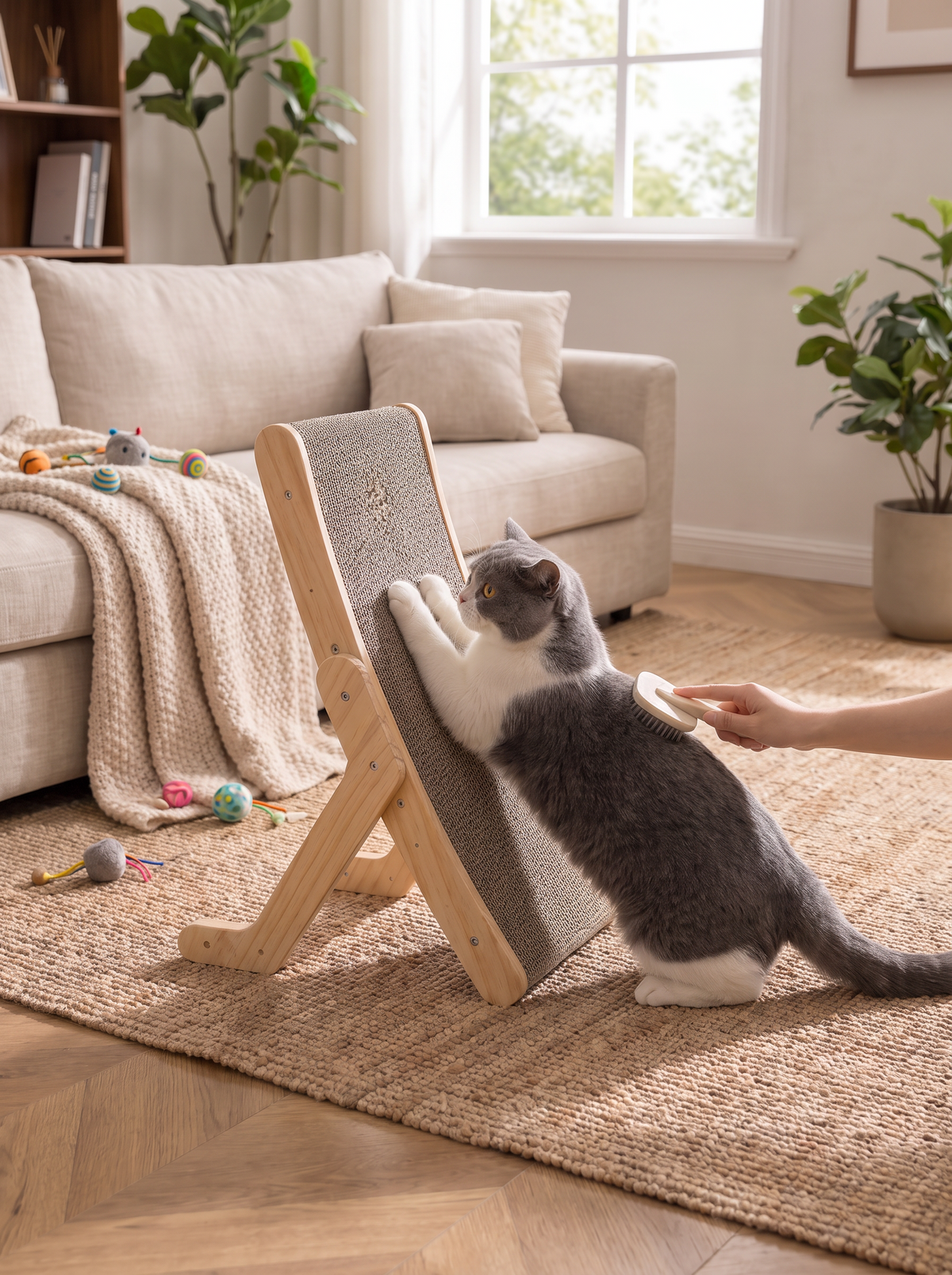 Solid Wood Cat Scratcher lifestyle 2