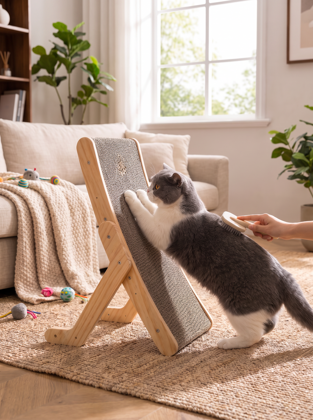 Solid Wood Cat Scratcher lifestyle 3