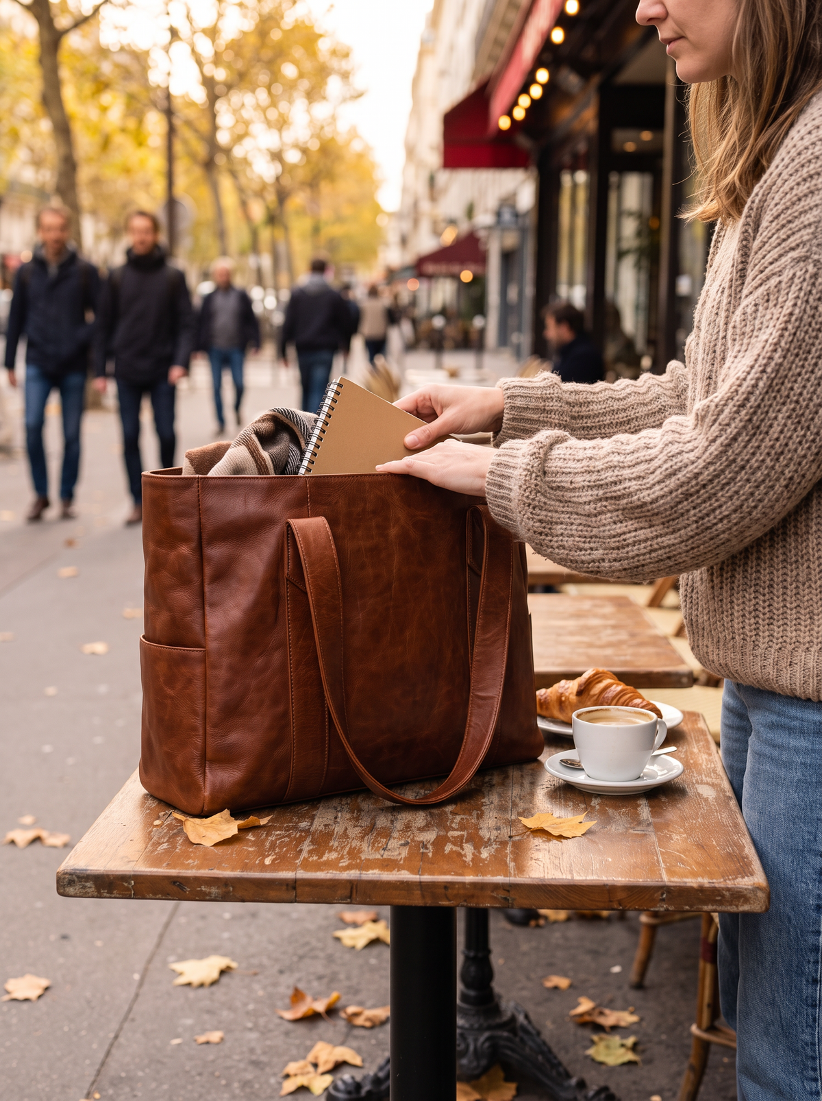 Leather Shoulder Bag Tote lifestyle 2