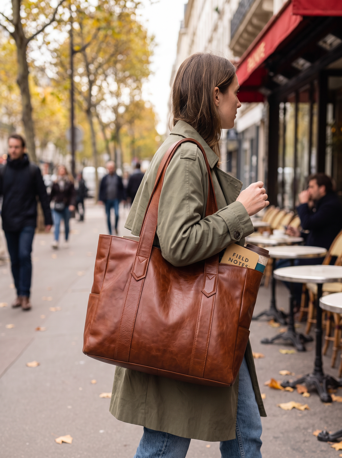 Leather Shoulder Bag Tote lifestyle 1
