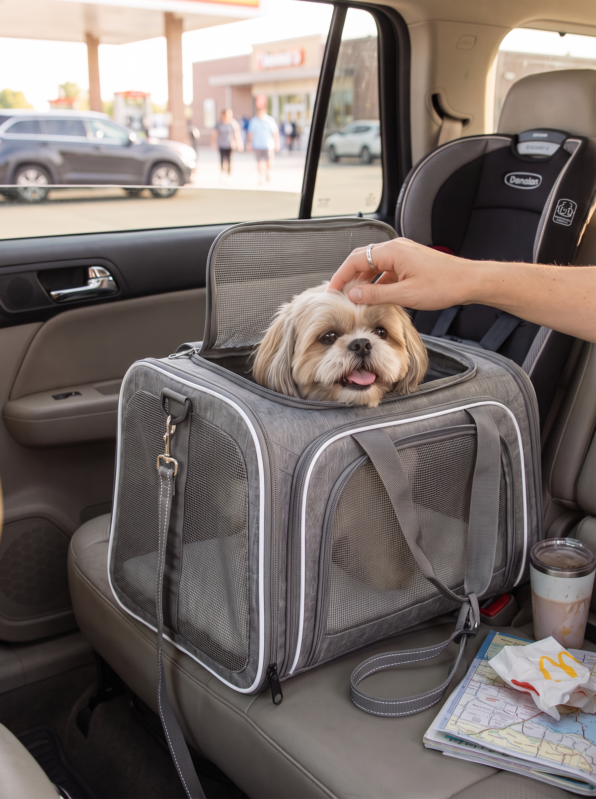 Expandable Mesh Pet Carrier lifestyle 1