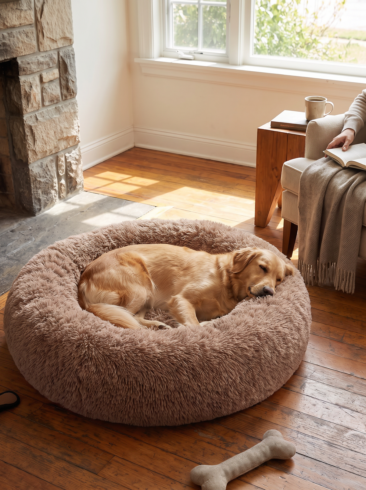 Calming Plush Dog Bed lifestyle 1