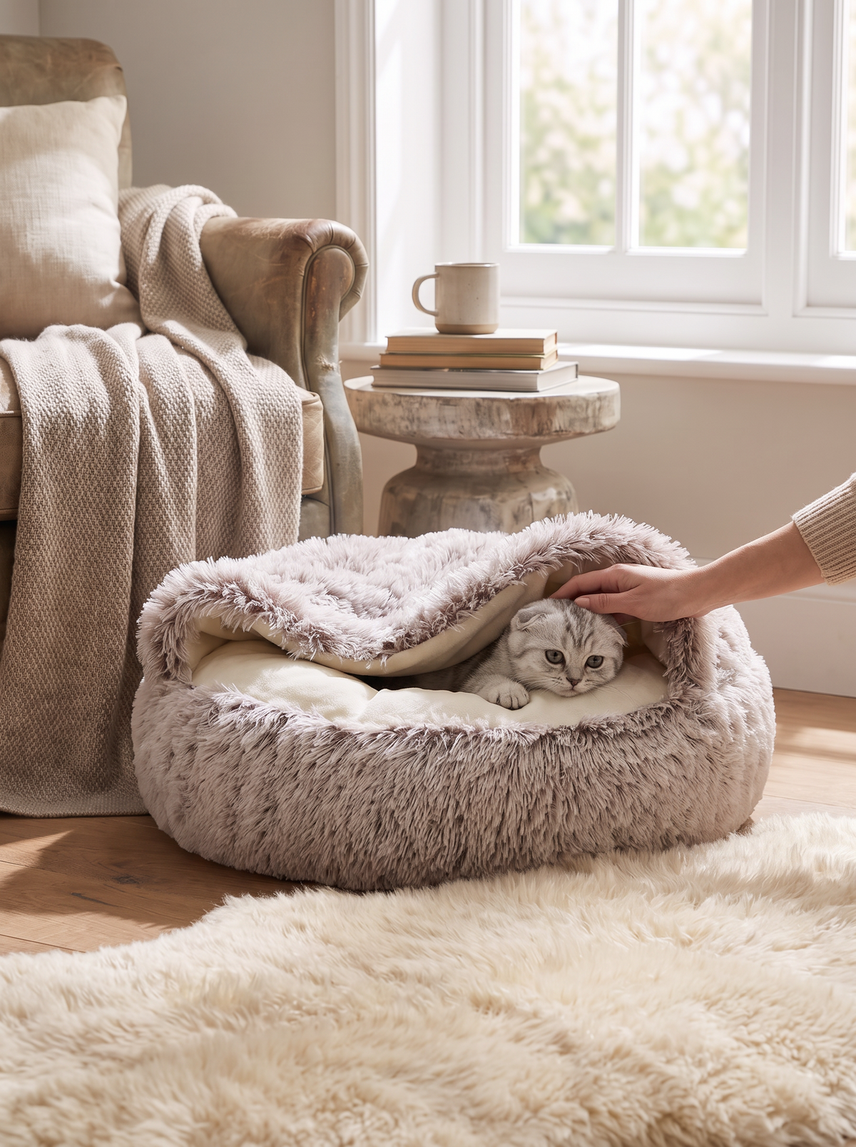 Cozy Cat Cave Pet Bed lifestyle 1