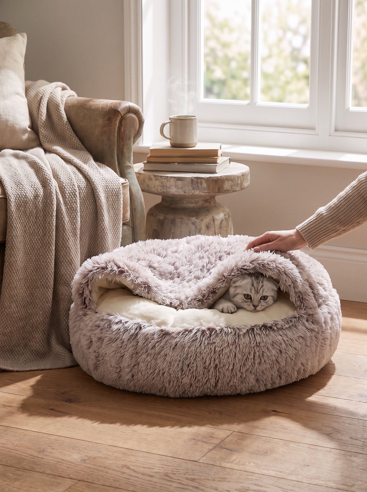 Cozy Cat Cave Pet Bed lifestyle 2