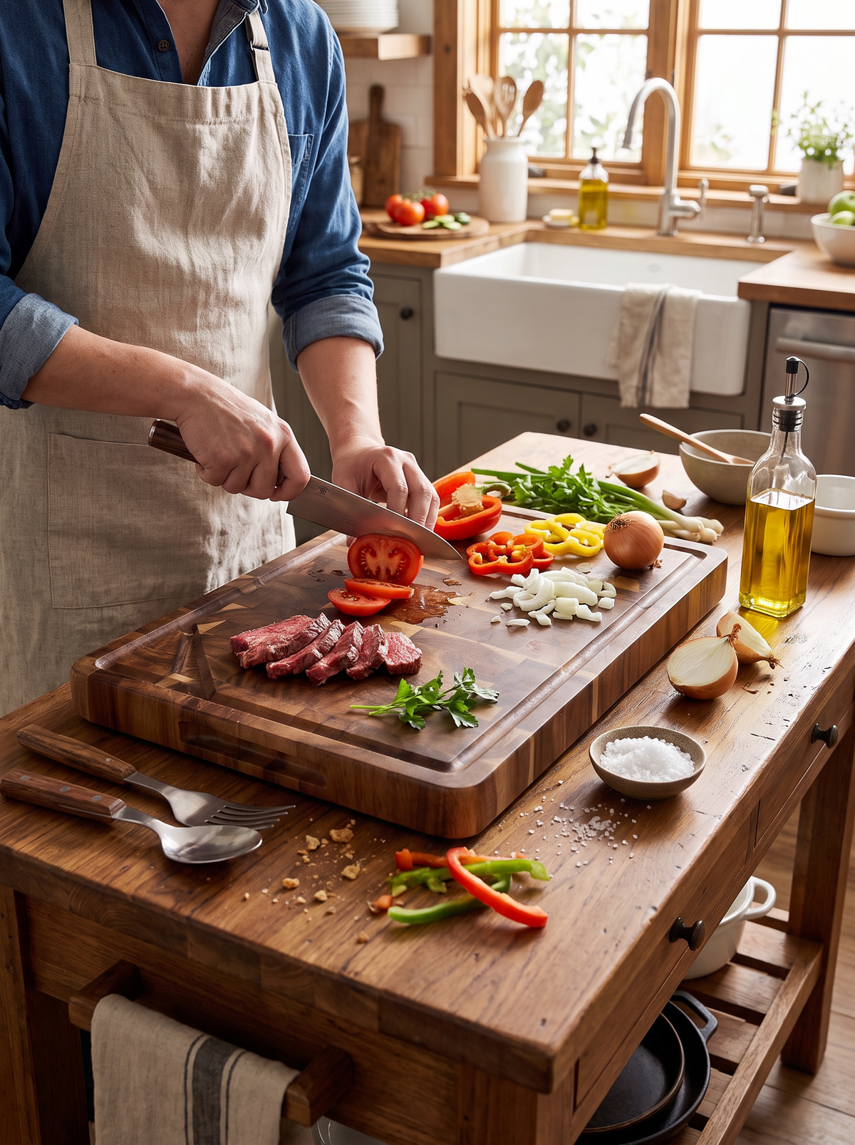 Acacia End Grain Cutting Board lifestyle 1