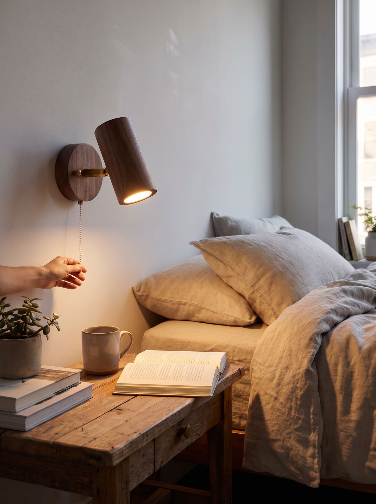 Arlo Retro Walnut LED Spotlight lifestyle 2