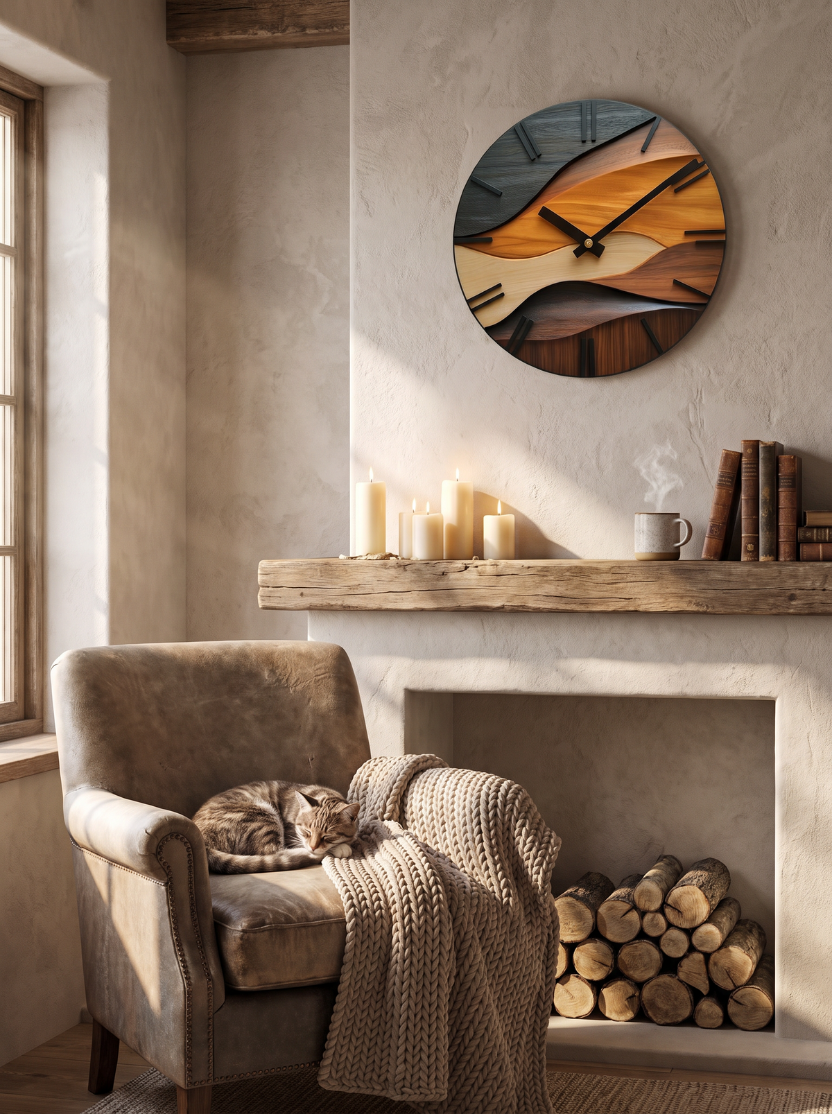 Nordic Wood Grain Wall Clock lifestyle 1