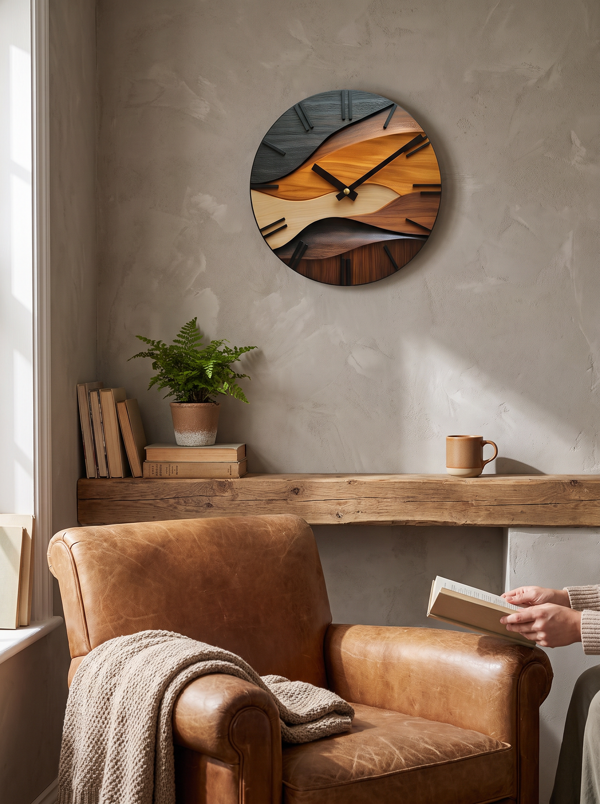 Nordic Wood Grain Wall Clock lifestyle 2