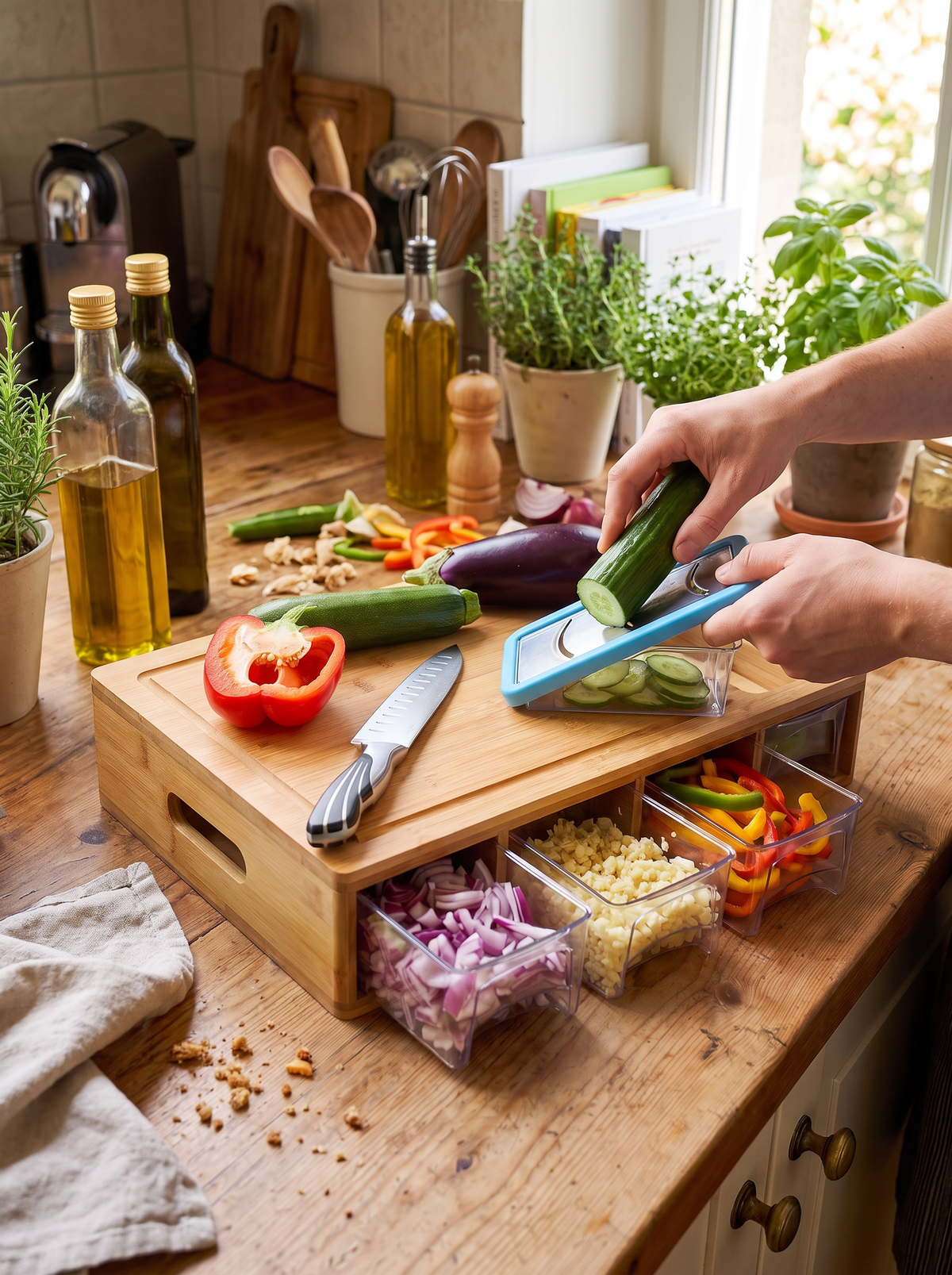 Bamboo Board with Trays and Graters lifestyle 3