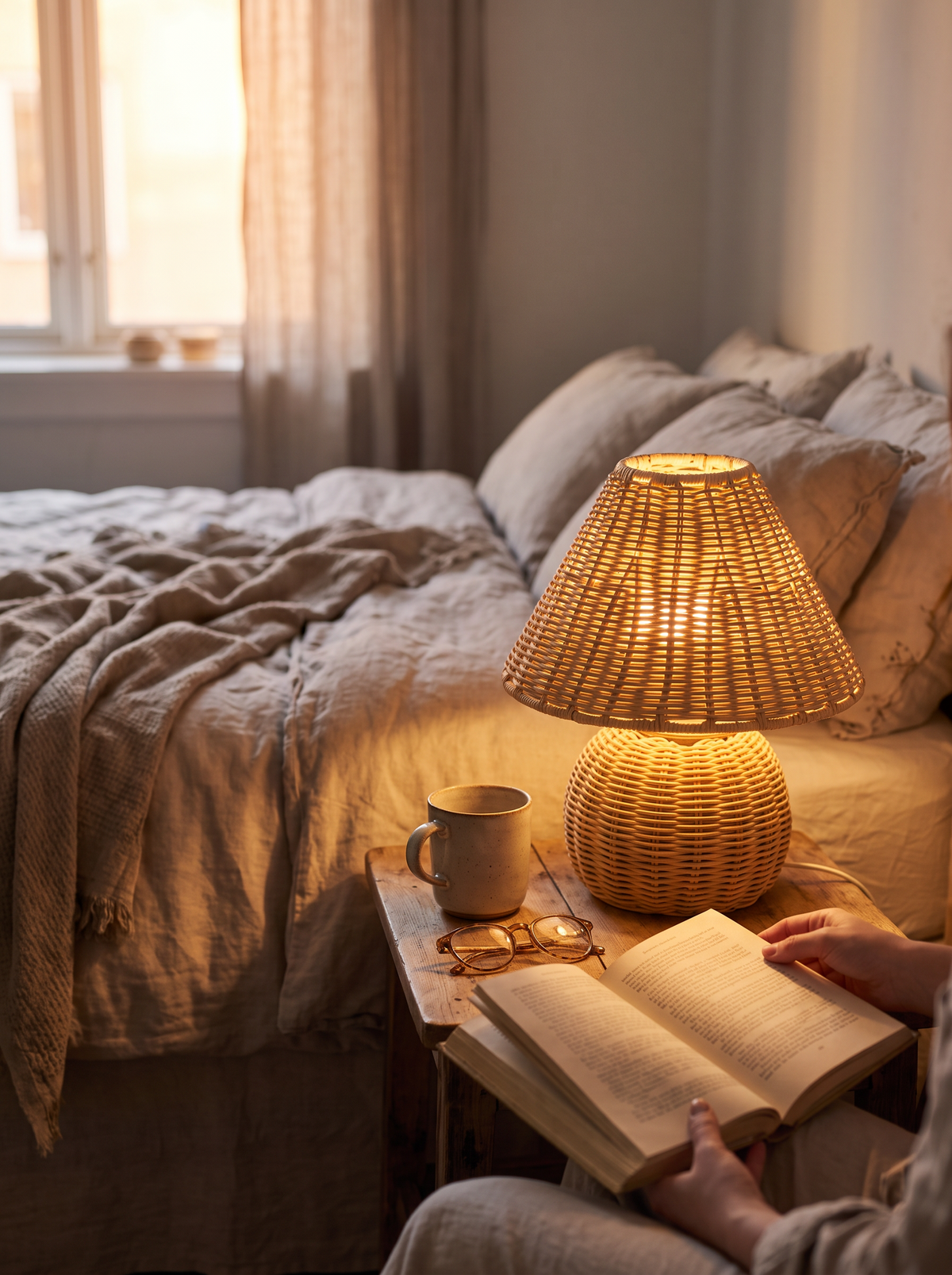 Bamboo Woven USB Desk Lamp lifestyle 2