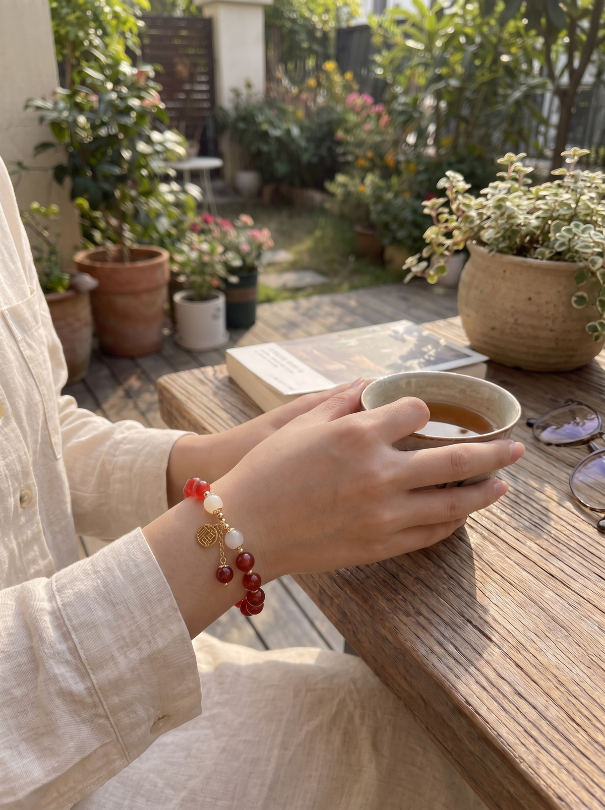 Red Natural Stone Bracelet lifestyle 3