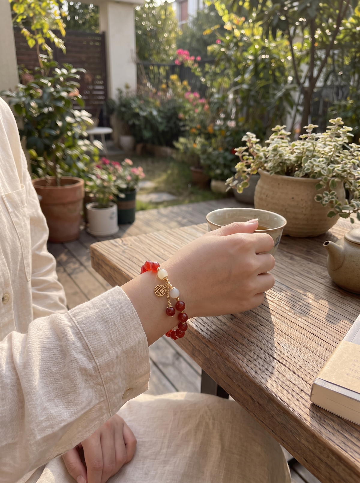 Red Natural Stone Bracelet lifestyle 2