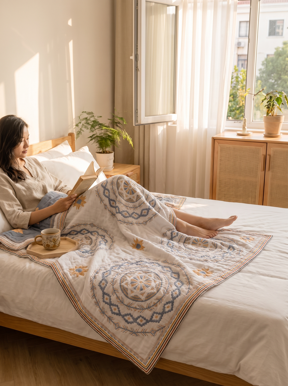 Mandala Boho Throw Blanket lifestyle 2