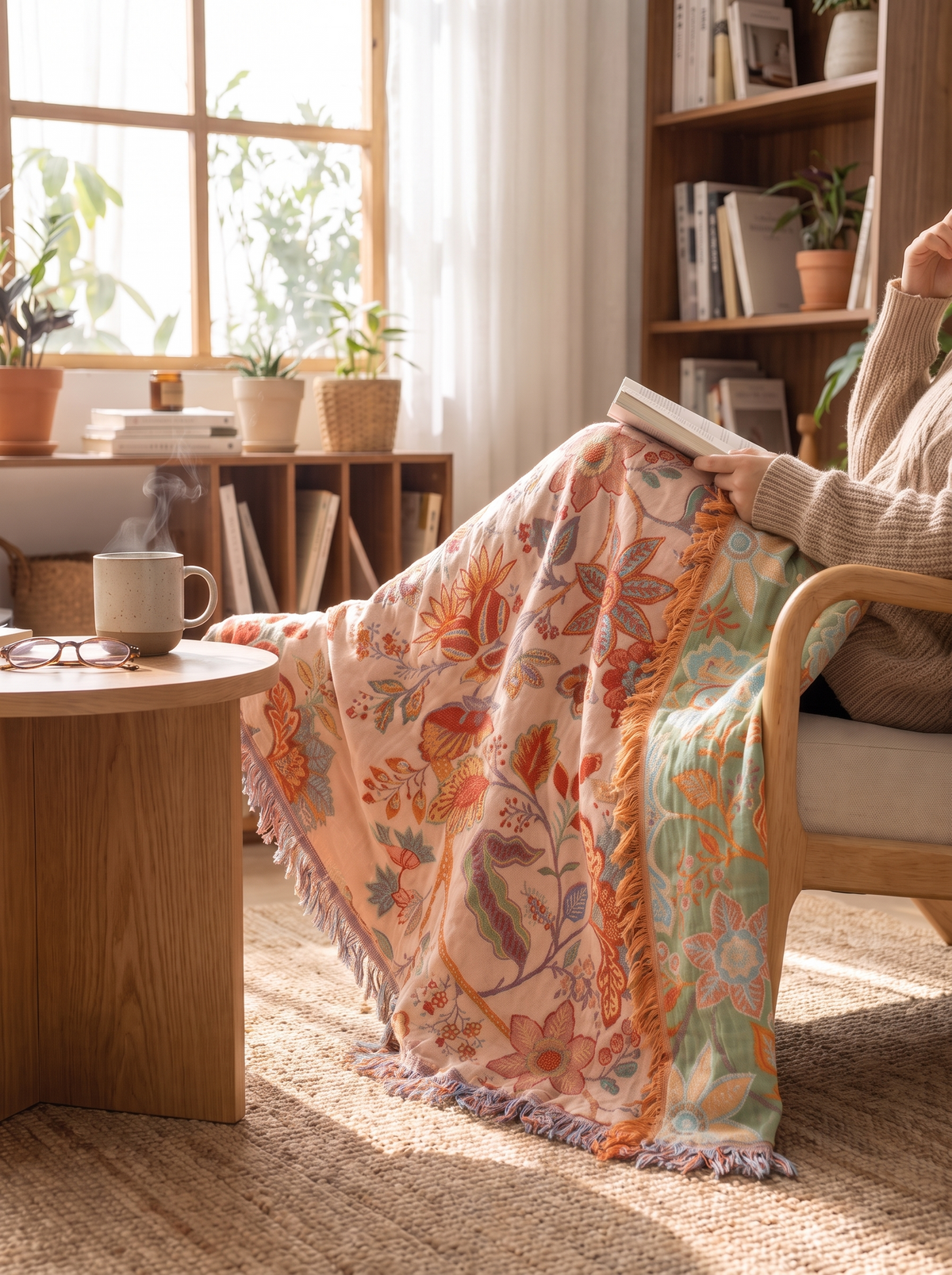 Fringed Floral Boho Throw lifestyle 2