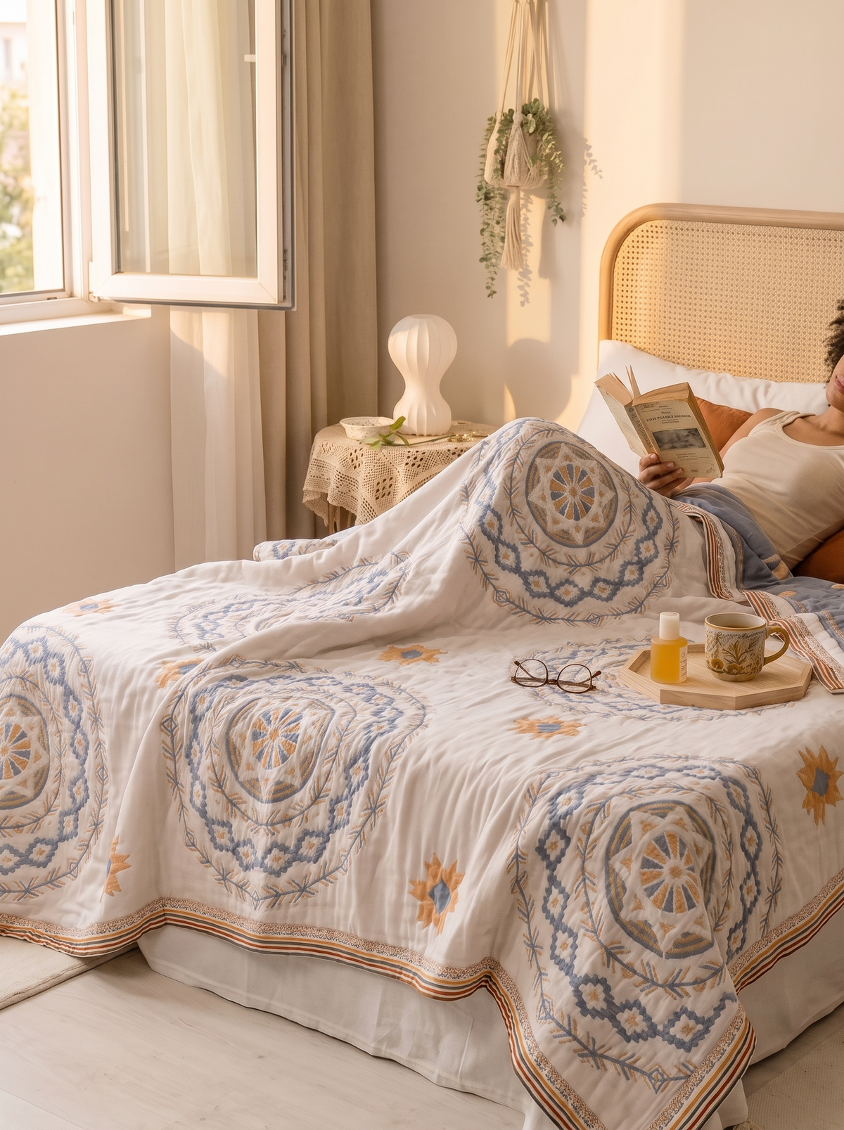 Mandala Boho Throw Blanket lifestyle 1