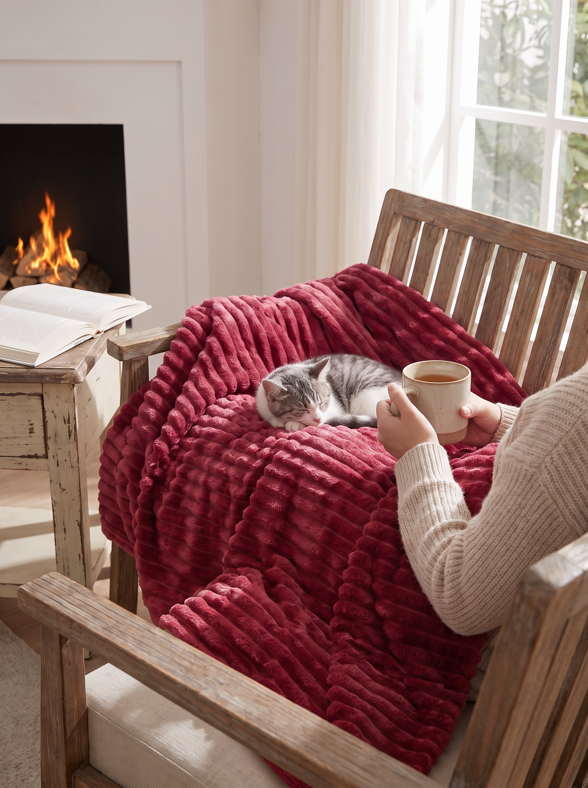 Ribbed Striped Throw Blanket lifestyle 2