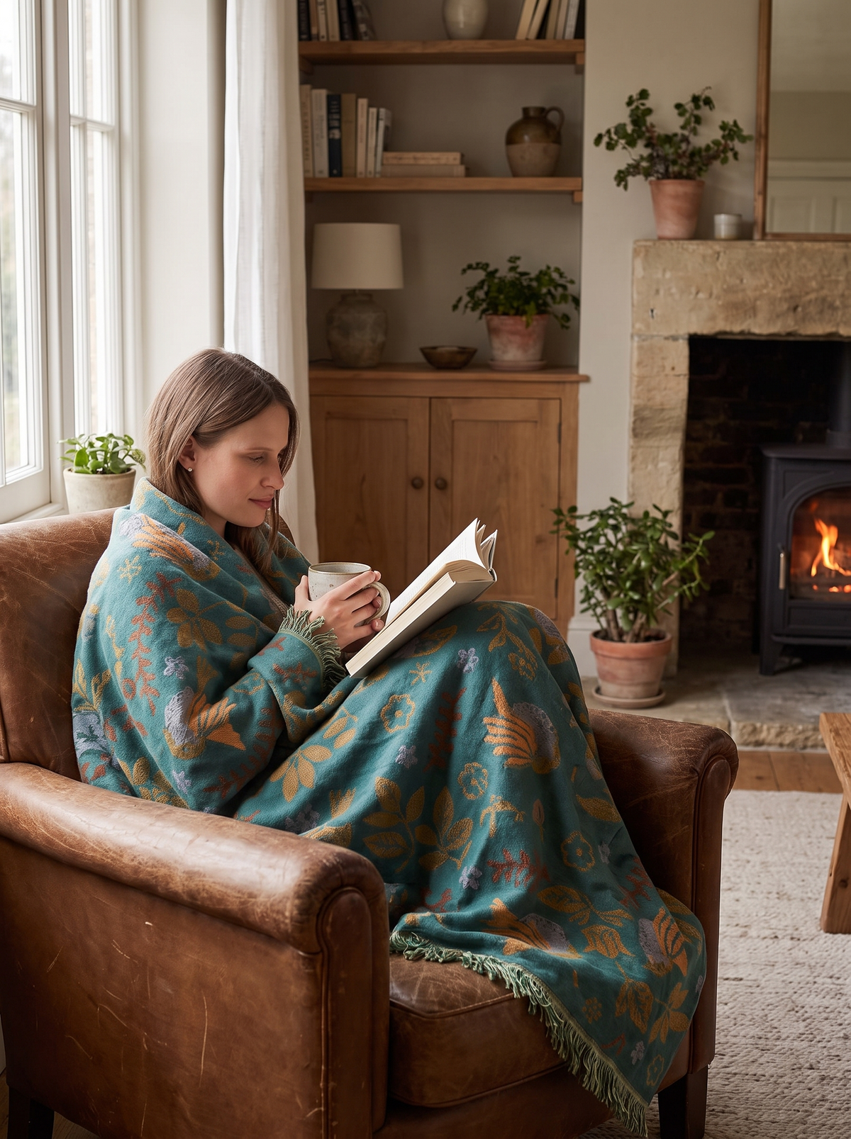 Scandinavian Bird Reversible Throw lifestyle 1