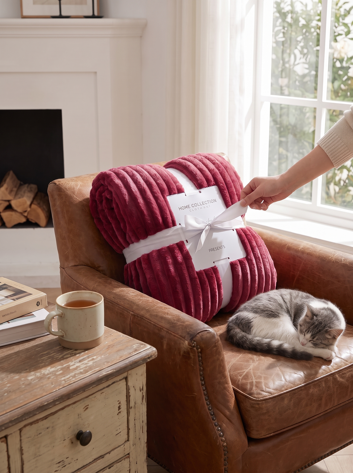 Ribbed Striped Throw Blanket lifestyle 3