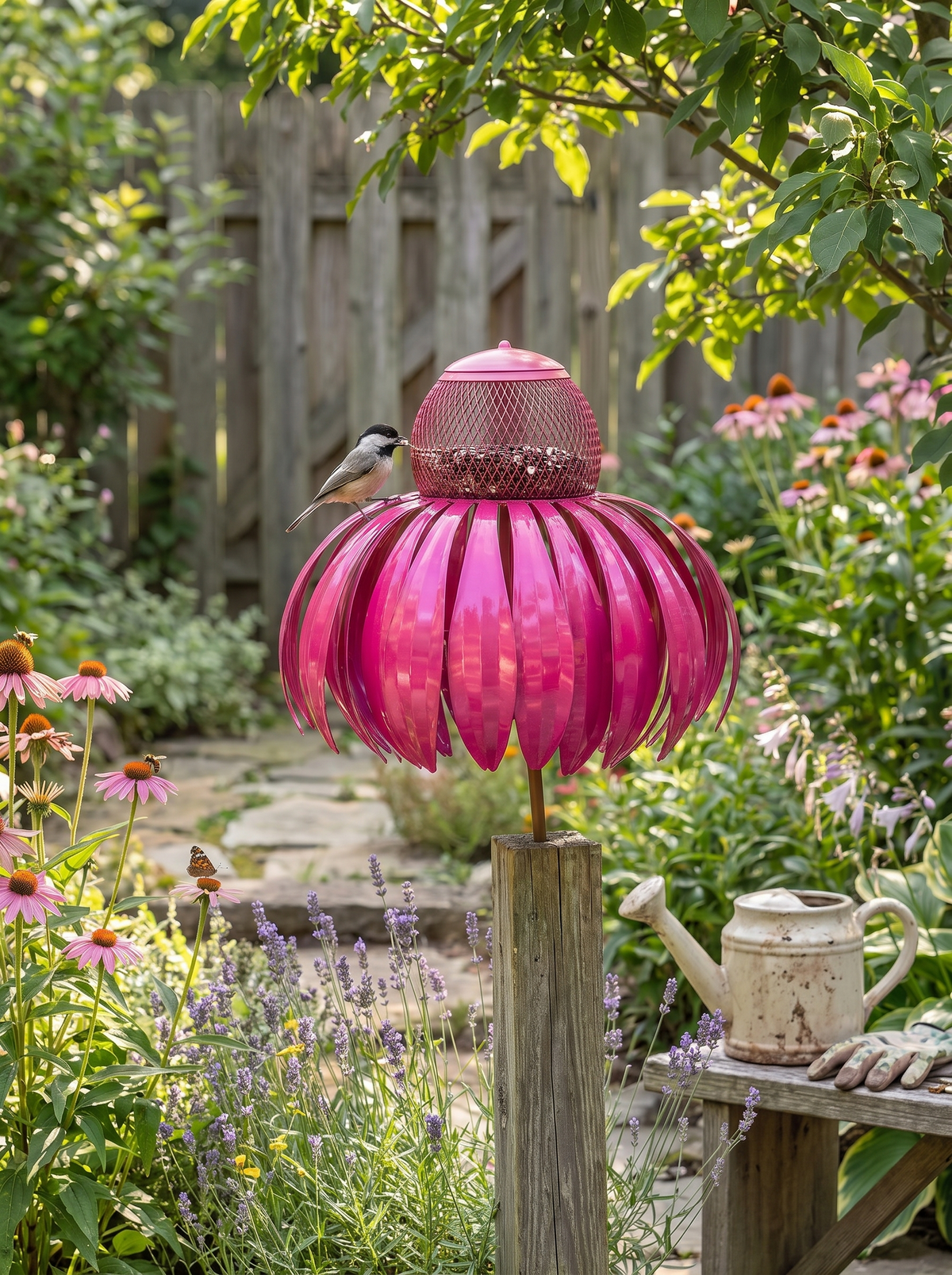 Sunflower Metal Bird Feeder lifestyle 3