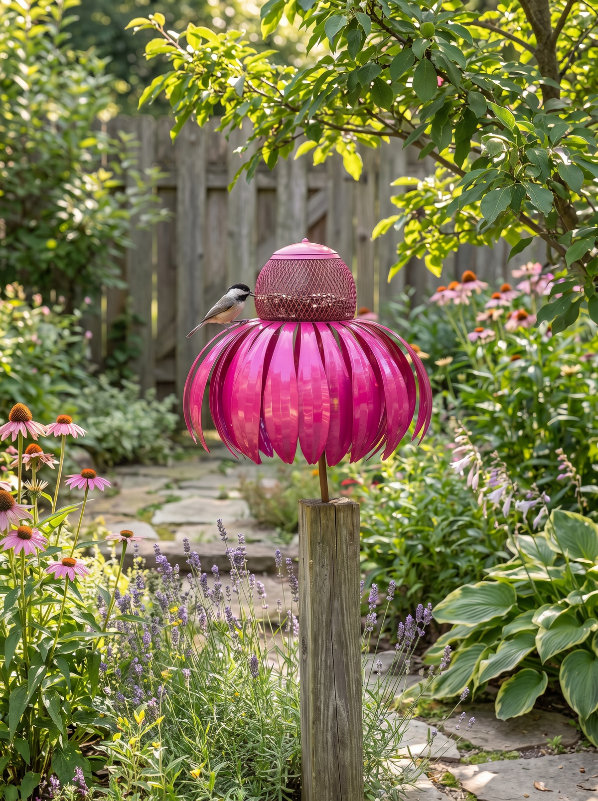 Sunflower Metal Bird Feeder lifestyle 2