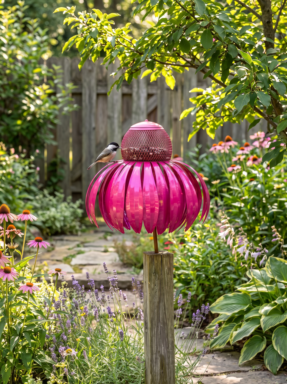 Sunflower Metal Bird Feeder lifestyle 1