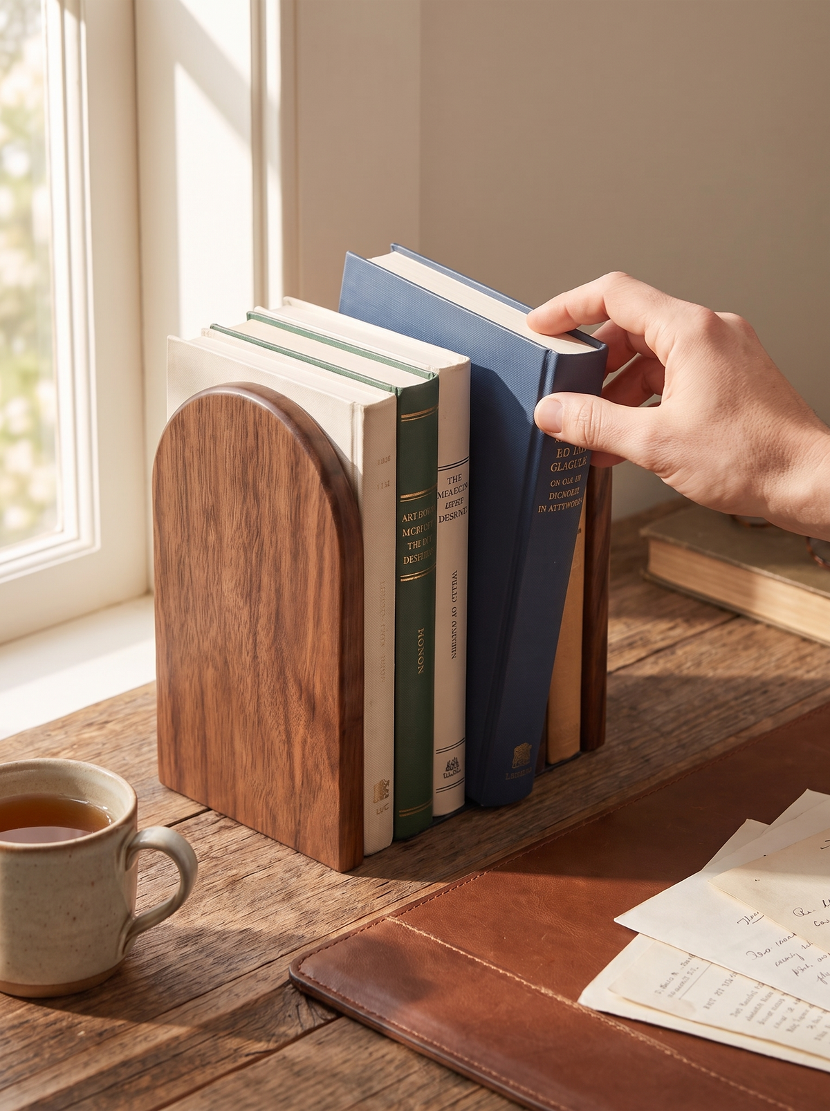 Black Walnut Wooden Bookends lifestyle 1