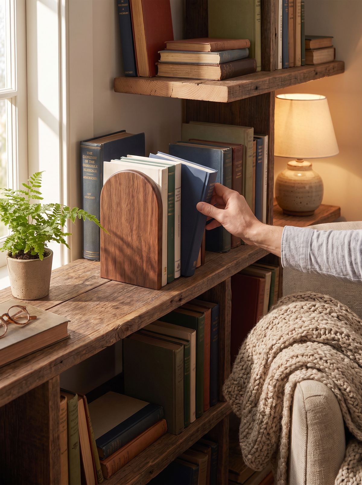Black Walnut Wooden Bookends lifestyle 2