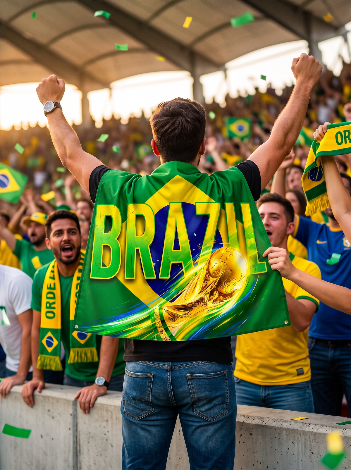 Brazil Flag Fan Cape lifestyle 3