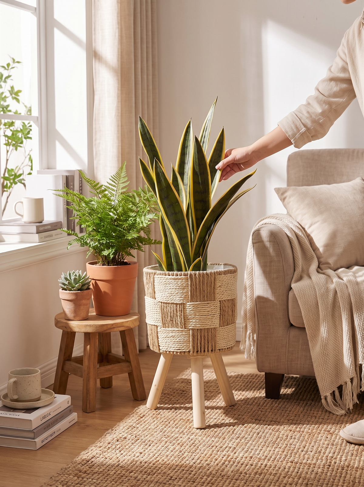 Bamboo Woven Flower Stand lifestyle 3