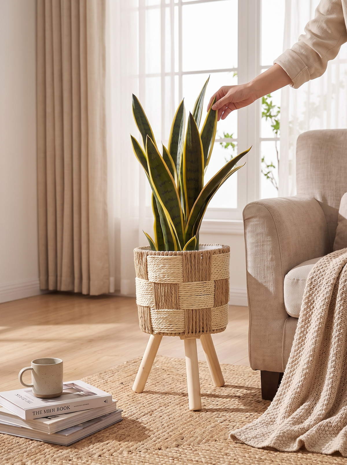 Bamboo Woven Flower Stand lifestyle 2