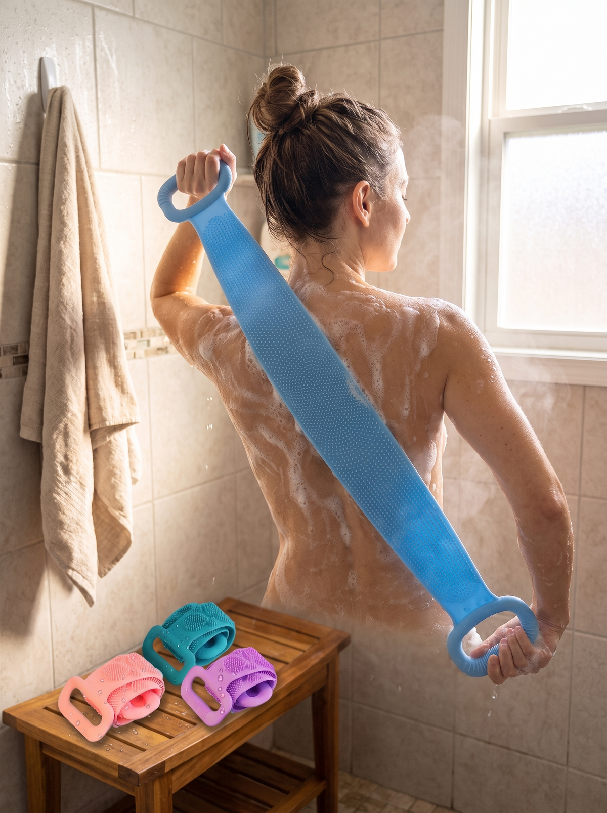 Silicone Exfoliating Body Scrubber lifestyle 1