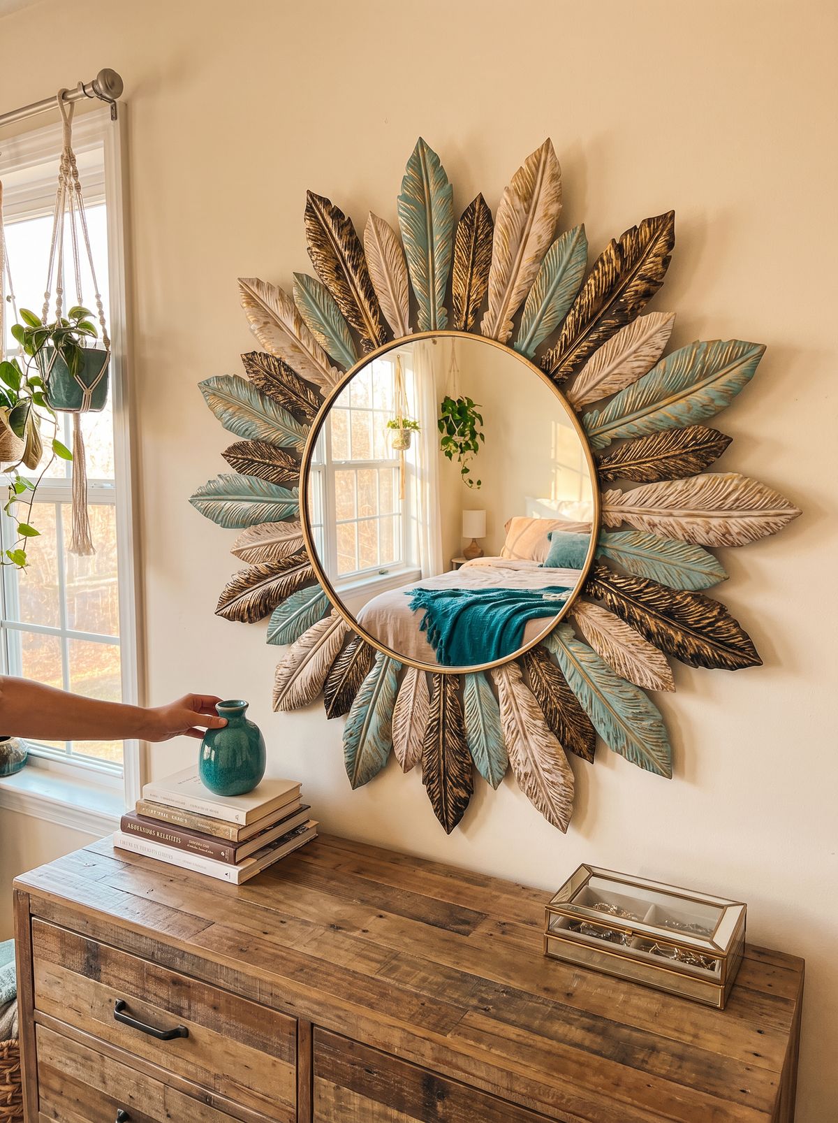 Sunburst Teal and Gold Mirror lifestyle 2