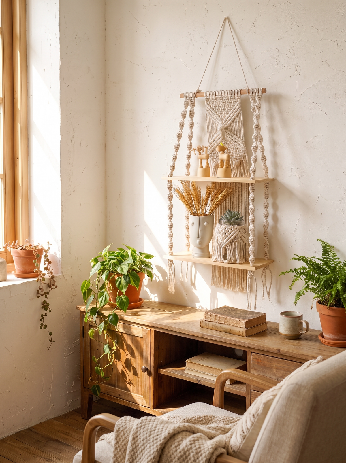 2-Tier Macrame Wall Shelf lifestyle 3