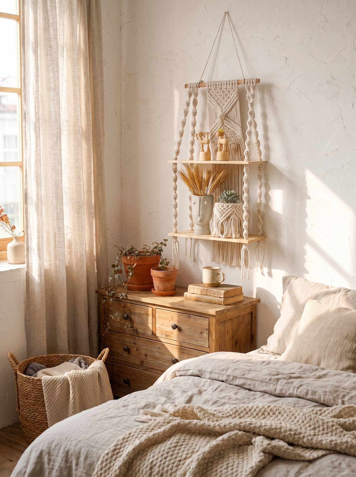 2-Tier Macrame Wall Shelf lifestyle 1