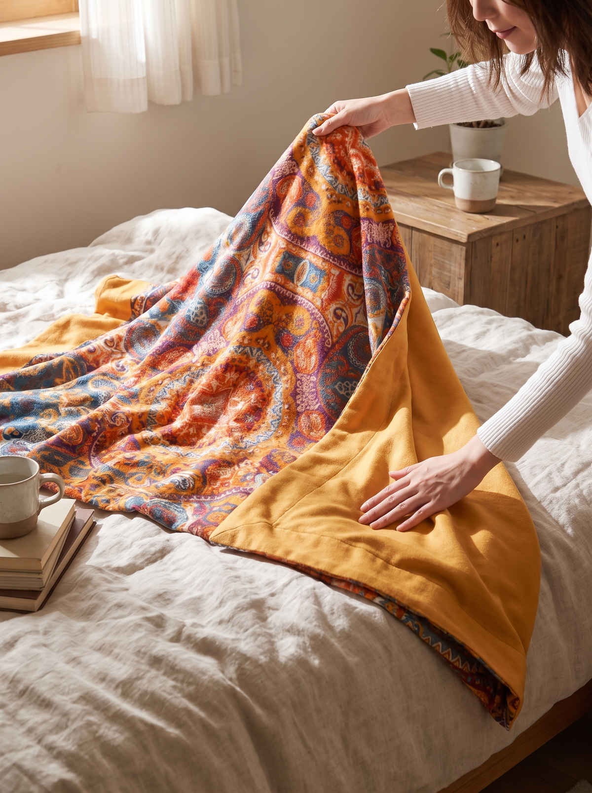 Reversible Cooling Boho Blanket lifestyle 2